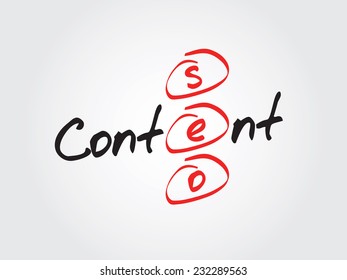 Hand writing Content SEO vector concept, flow chart, diagram