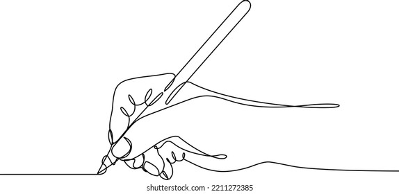 Hand writing continuous line drawing