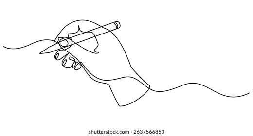 hand writing continuous one line drawing, continuous line drawing of hand writing or drawings. vector illustration for banner, poster, web, template, business card. Minimalism design sketch. 