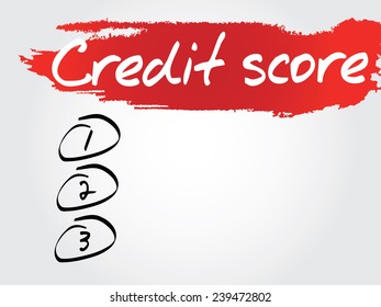 Hand writing Credit Score Blank List, vector concept background