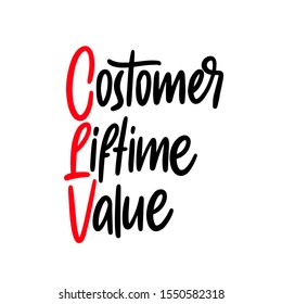 Hand writing Customer Lifetime Value (CLV), vector concept acronym
