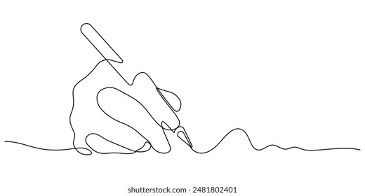 hand writing with digital pen minimalism continuous one line drawing illustration