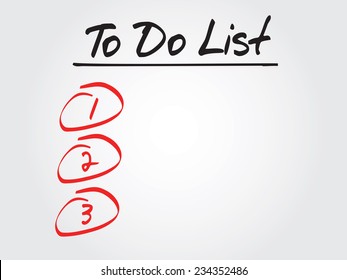 Hand Writing To Do Blank List, Vector Concept Background