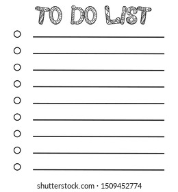  Hand writing To do list  check boxes with lines.  Objects helping in planning diary.   Describes the action for every day. Labeled elements help you make plans. Quick sketch.  Vector illustration.