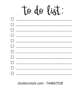 Hand writing To do list, check boxes with lines, vector illustration