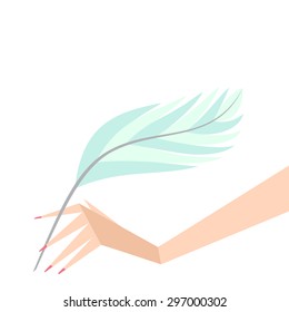 Hand writing with a feather