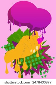 Hand writing with Felt Tip Pen, graffiti style with speech bubble. Abstract modern Messaging sign street art decoration, performed in urban painting style.