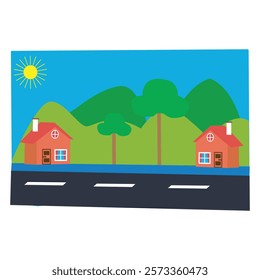 hand writing flat city icon vector 