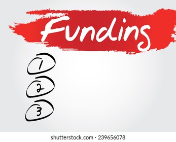 Hand writing Funding Blank List, vector concept background