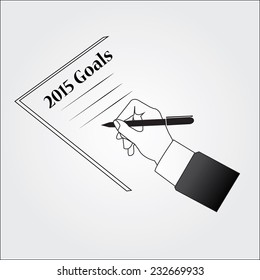Hand writing Goals  vector on gray background