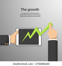 Hand writing growth graph on tablet simple flat style with empty space for your text. Business and finance concept vector  for your design work, presentation, website or others.