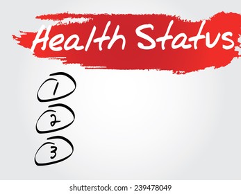 Hand writing Health Status Blank List, vector concept background
