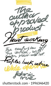 Hand writing Heart Working Fabric True t-shirt design vector