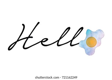 Hand writing hello slogan with egg vector