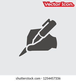 Hand Writing Icon Isolated Sign Symbol And Flat Style For App, Web And Digital Design. Vector Illustration.