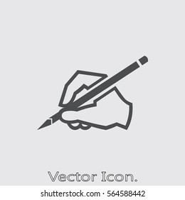 Hand Writing Icon Isolated Sign Symbol And Flat Style For App, Web And Digital Design. Vector Illustration.