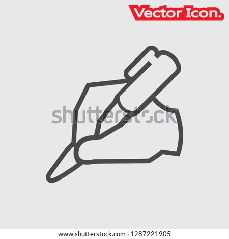hand writing icon isolated sign symbol and flat style for app, web and digital design. Vector illustration.