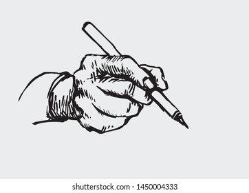 Hand writing isolated on white background,sketch illustration