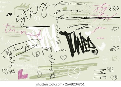 escrita à mão Padrão do amor, arte dos tees, arte slogan Tee, desenho à mão padrão de grafite sem costura, t-shirt gráficos impressão vetor design, arte de tipografia urbana para t-shirt.eps8