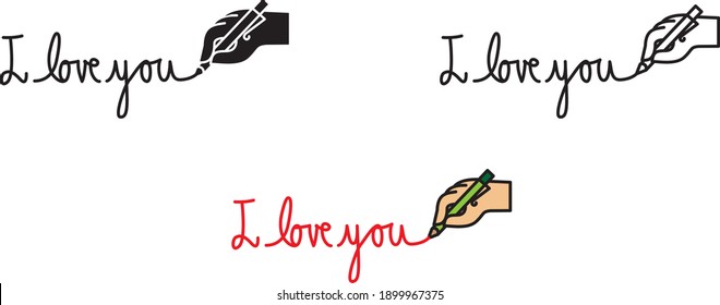 Hand writing I love you icon	
