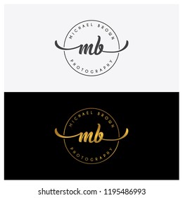 Hand writing M and B logo template vector