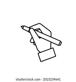 Hand writing marker line icon. Clipart image isolated on white background