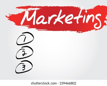 Hand writing Marketing Blank List, vector concept background