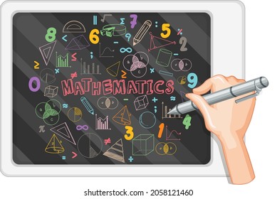 Hand-Schrift-Mathematik-Formel auf Schwarz-Brett-Illustration