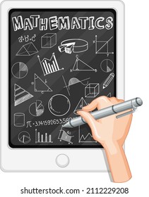 Hand writing math formula on blackboard illustration