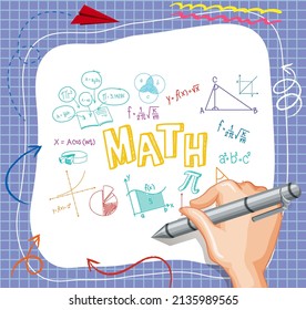 Hand writing math formula on paper note illustration