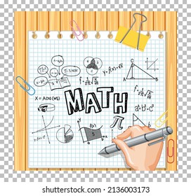 Fórmula matemática de escritura manual en ilustración de tablero de madera