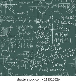 Hand writing mathematics formula on seamless blackboard