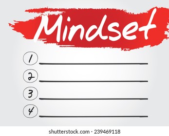 Hand writing Mindset Blank List, vector concept background