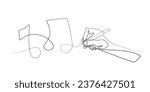 hand writing music note with pen continuous line.single line vector songwriter.musician,song composer,studio.isolated white background