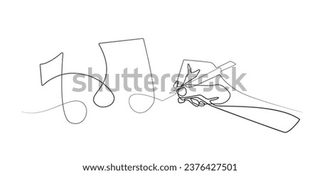 hand writing music note with pen continuous line.single line vector songwriter.musician,song composer,studio.isolated white background
