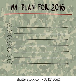  hand writing MY PLAN FOR 2016  with marker on board. Blank list of MY PLAN FOR 2016