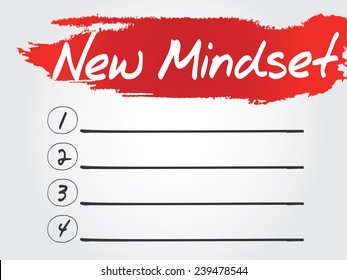 Hand writing New Mindset Blank List, vector concept background