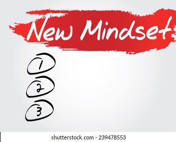 Hand writing New Mindset Blank List, vector concept background