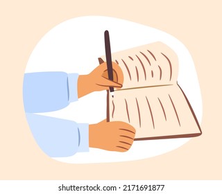 hand writing in notebook isolated vector illustration
