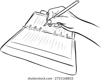 Hand writing in notebook