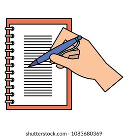 hand writing in notebook school