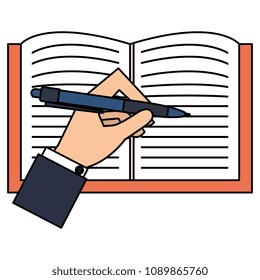 hand writing in notebook school