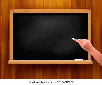 Hand writing on a blackboard. Vector illustration.