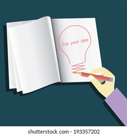 Hand writing on the book and space for your idea