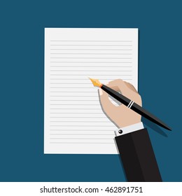 Hand writing on Document , flat designed vector illustration