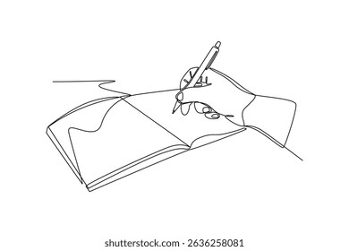 Hand writing on notebook continuous line drawing simplicity