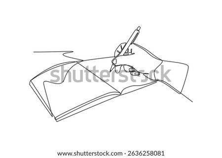 Hand writing on notebook continuous line drawing simplicity
