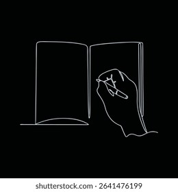 hand writing on notebook one line art