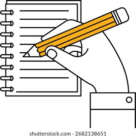 Escritura a mano en un bloc de notas con un cuaderno de lápiz
