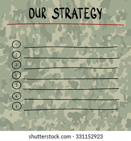  hand writing  OUR STRATEGY  with black marker on transparent  board